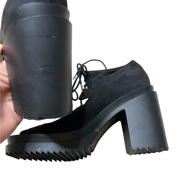 H&M Coachella Boho Black Suede Lace Up Platform Sandals Size 8 - Picture 13 of 13